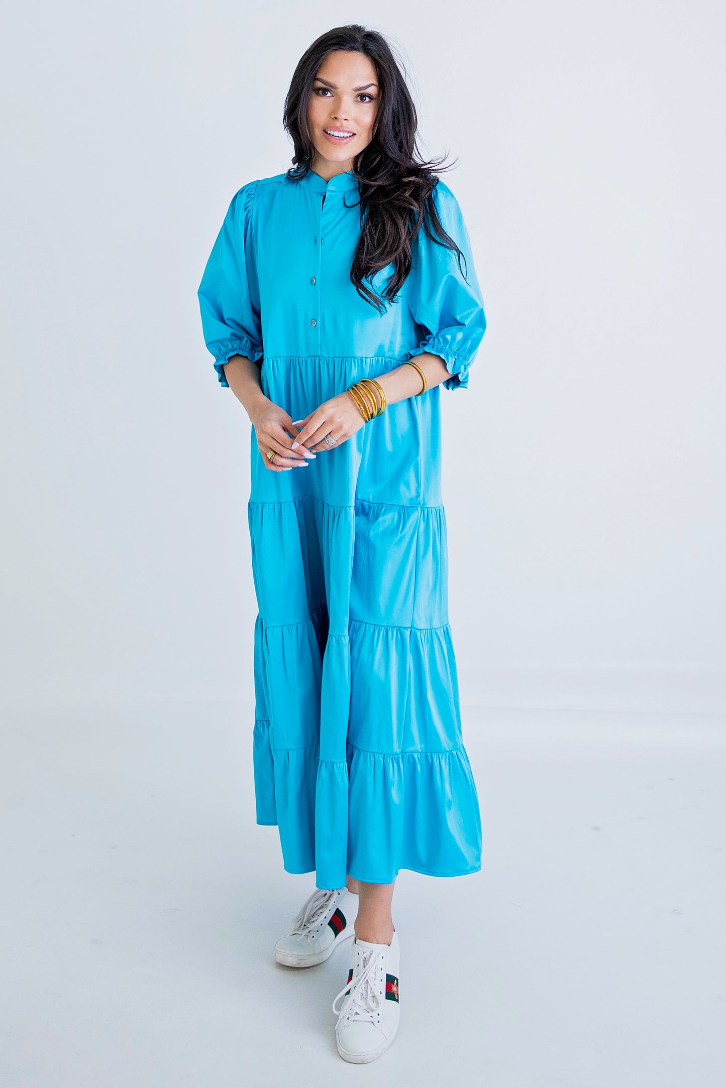Deep Blue Sea Maxi Tiered Dress