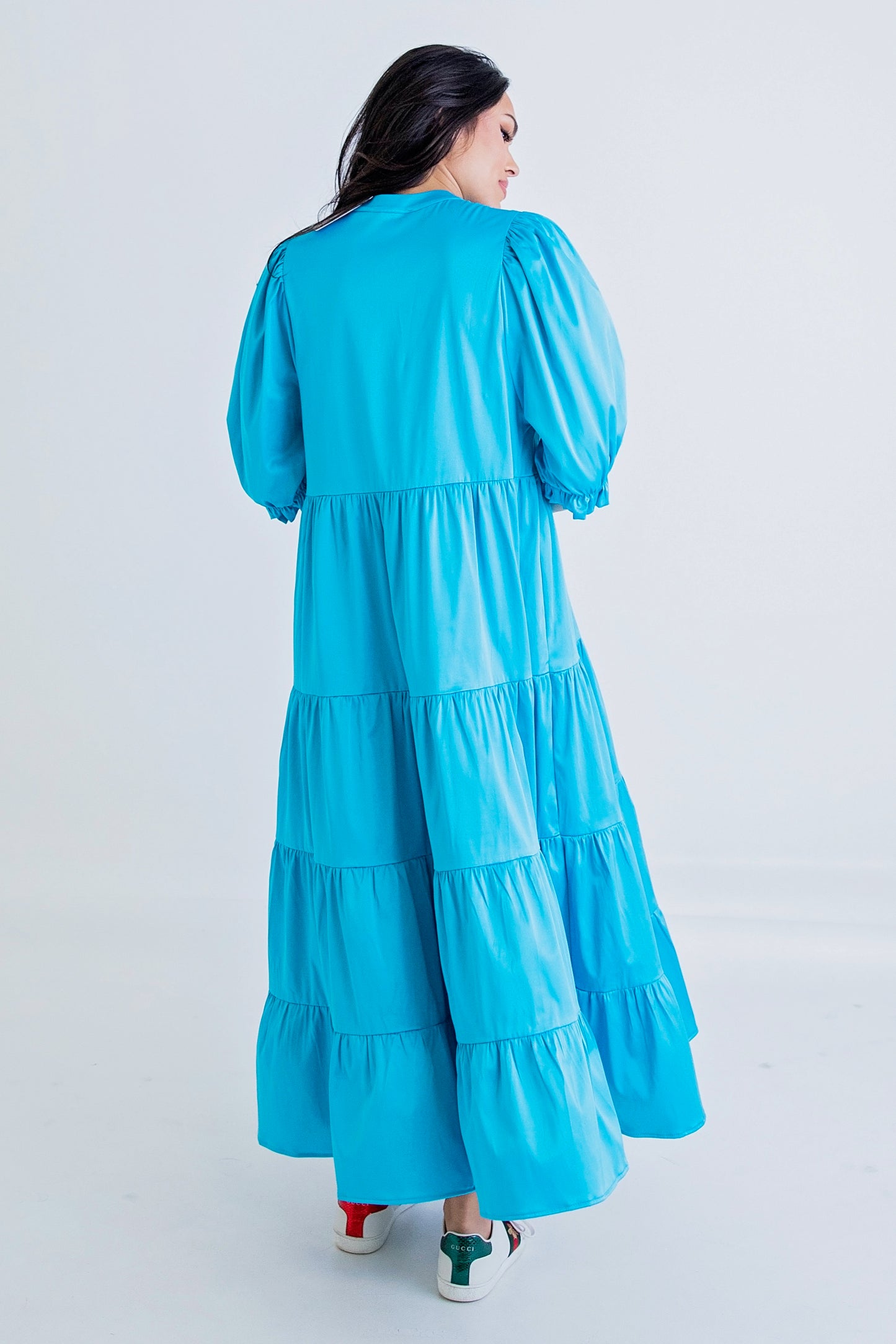 Deep Blue Sea Maxi Tiered Dress