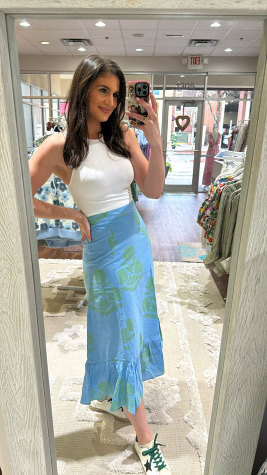Mary Hope Skirt Blue/Green Floral