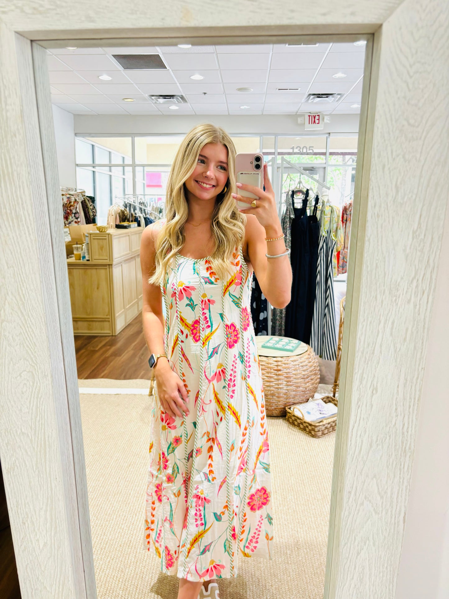 Aqua Pink Floral Midi THML