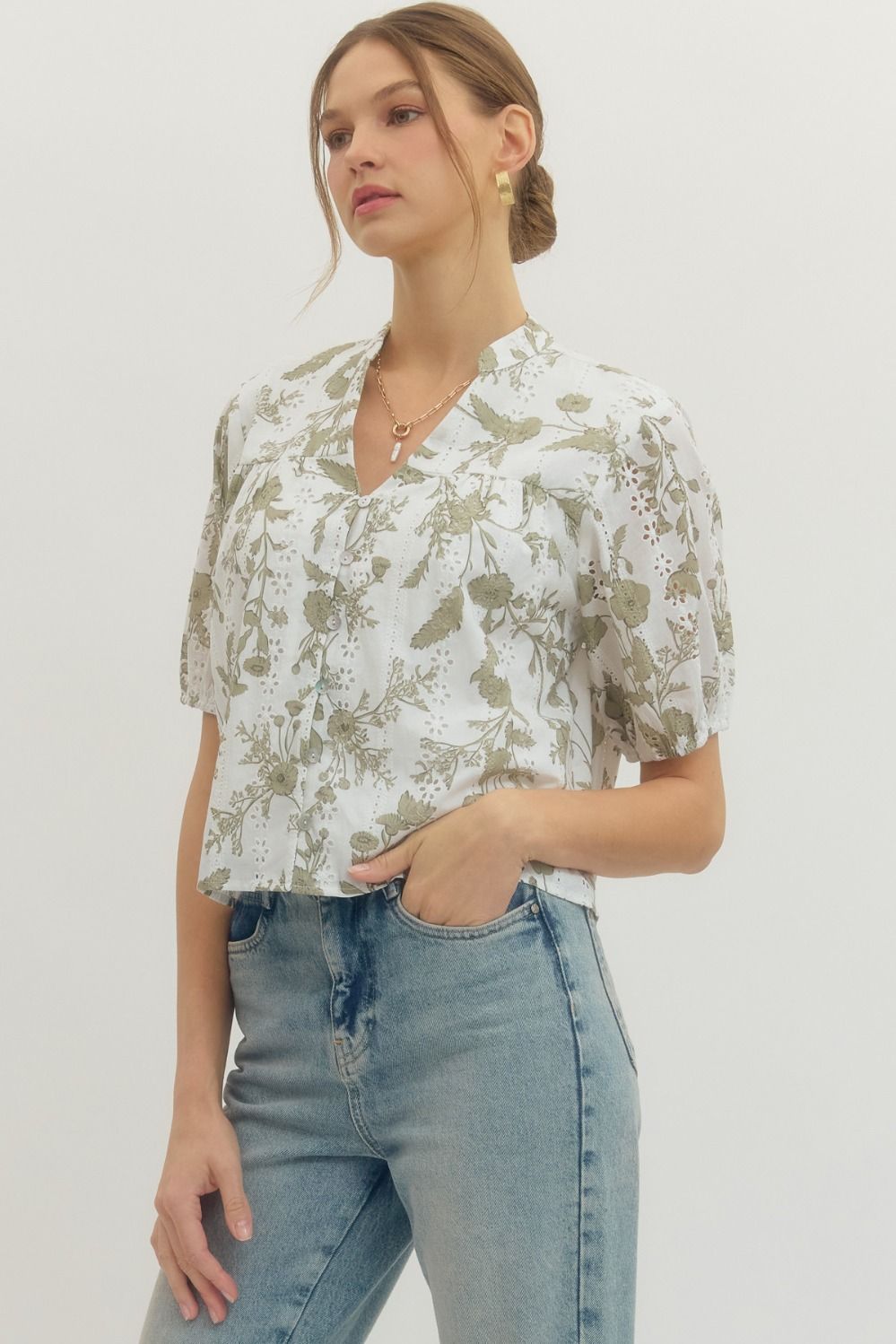 Adrianne Floral Eyelet Top