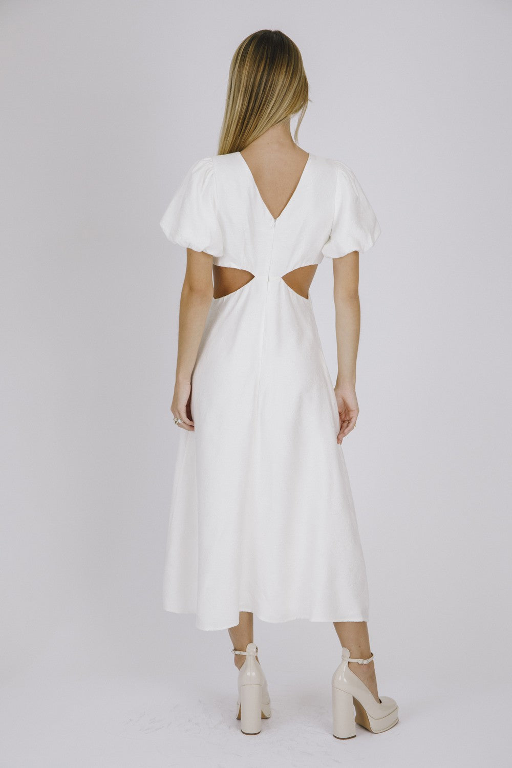 Bow Cutout Dress White