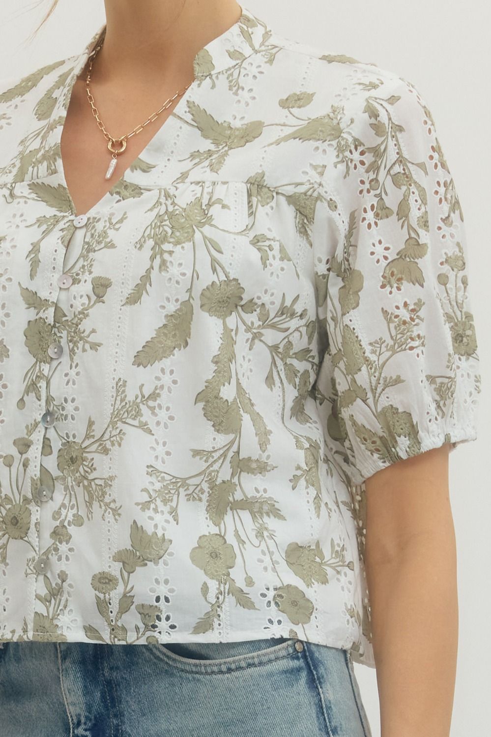 Adrianne Floral Eyelet Top