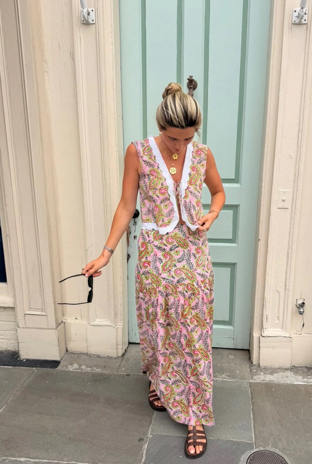 Summer Paisley Chloe Tie Top