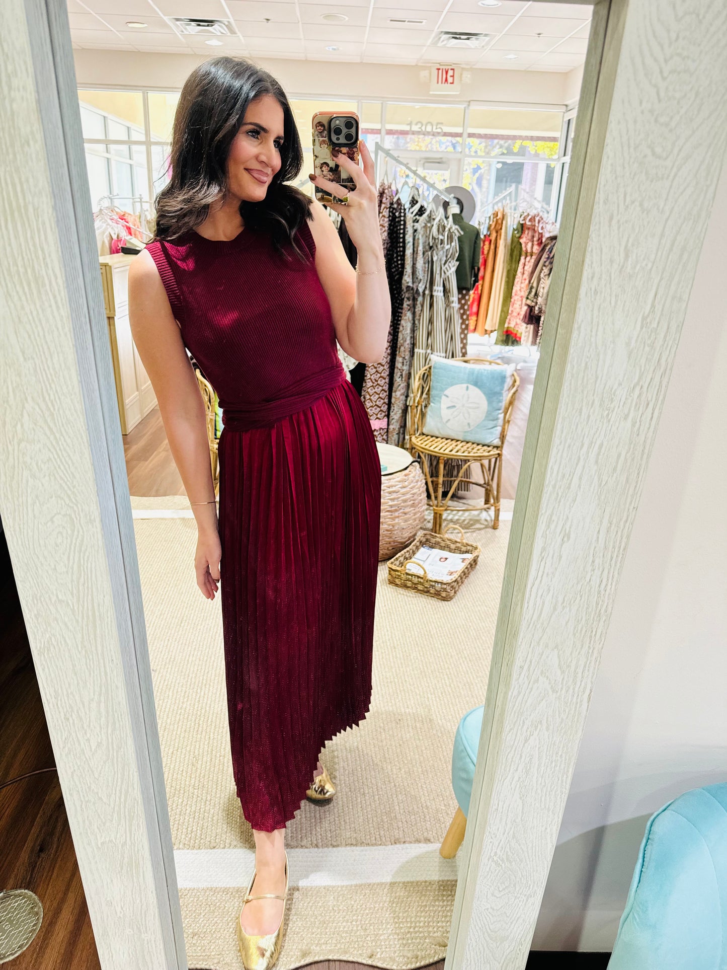 Merlot Silk Sweater Dress THML