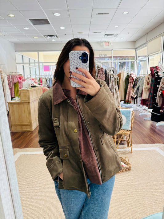 Army Green Mixed Media THML Jacket