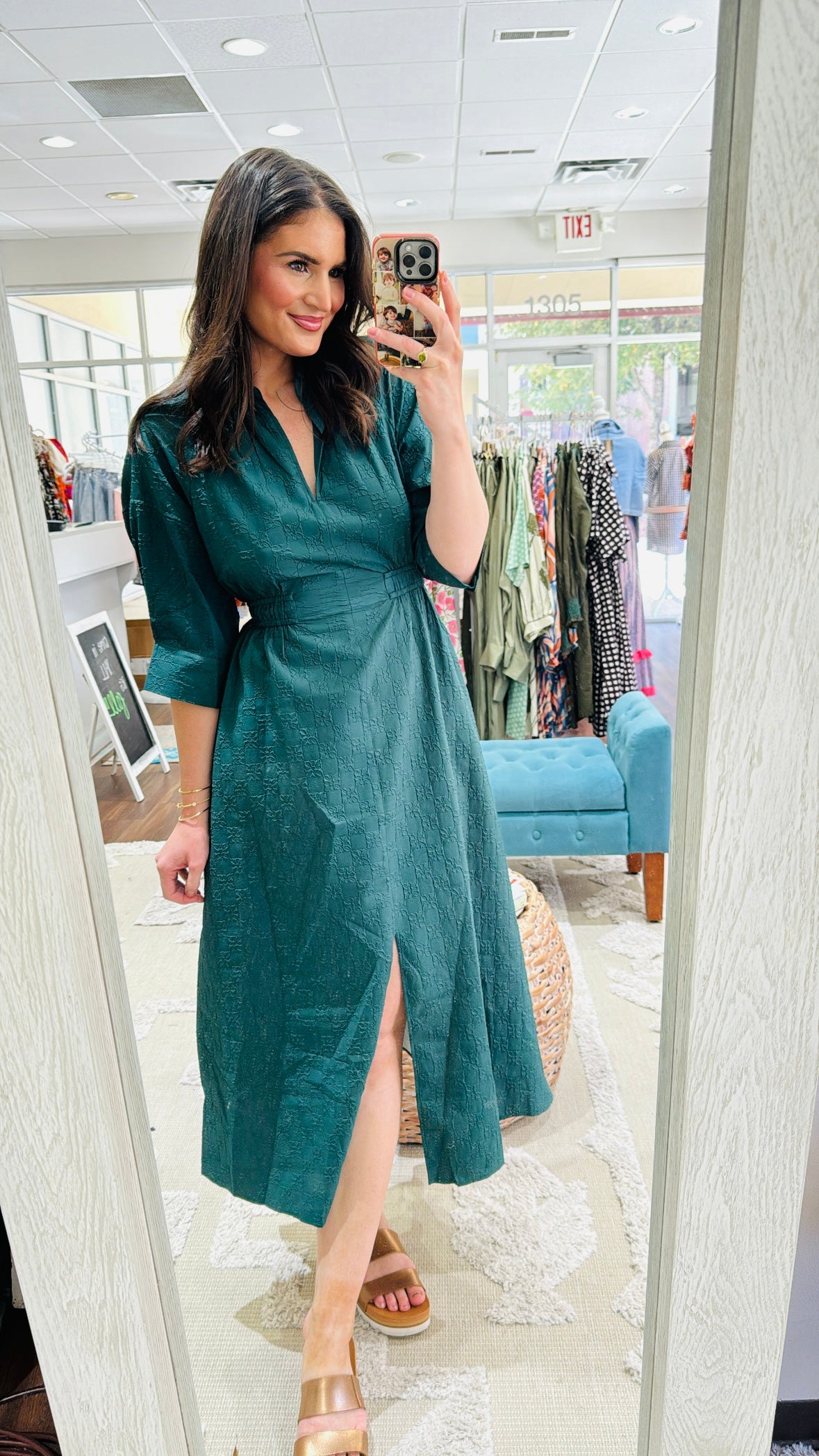 Emerald Textured Dress