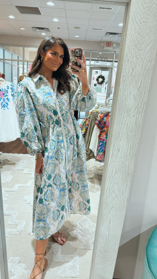 Paisley Midi Shirt Dress