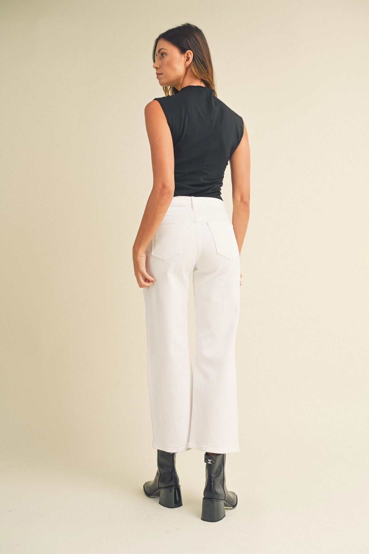 Classic Wide Leg White Jeans