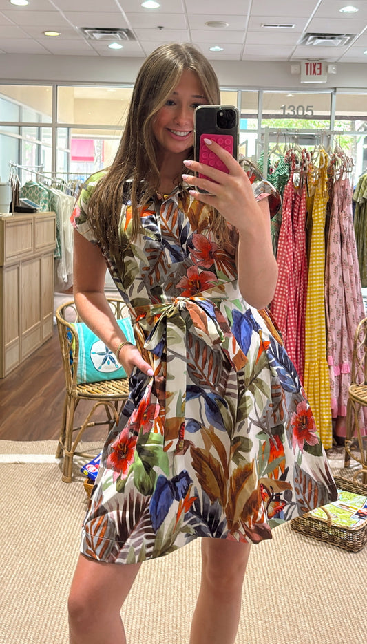Leaf Mosaic Dress Jade