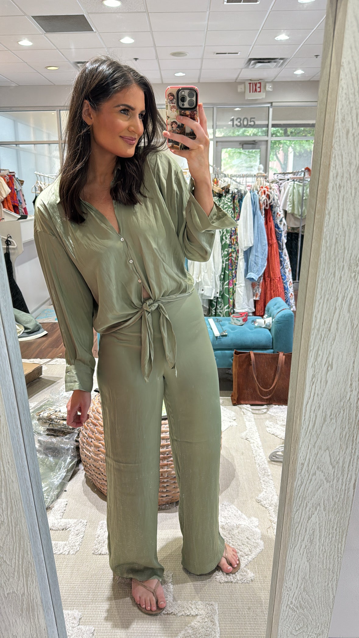 Rue Satin Pant Olive