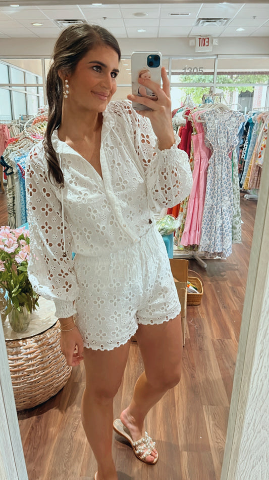 Eyelet White Shorts