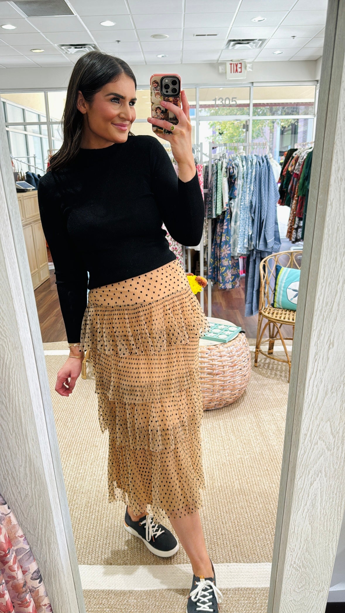 Penny Tiered Skirt Nude Black