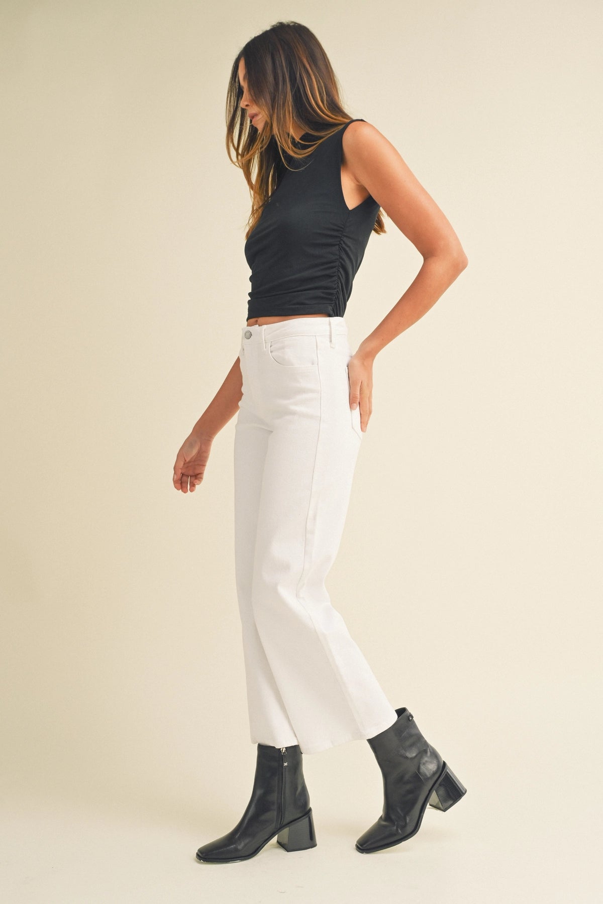 Classic Wide Leg White Jeans