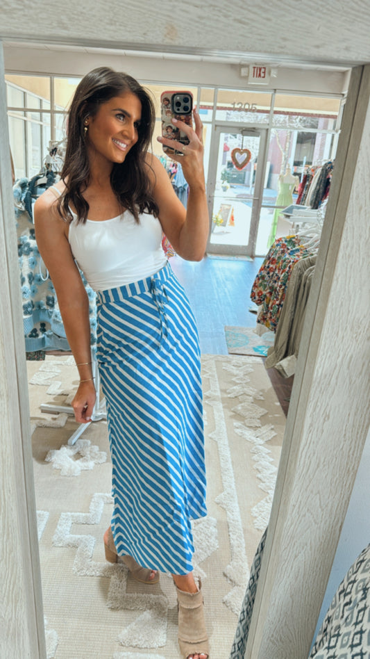 Eliza Skirt True Blue Stripe