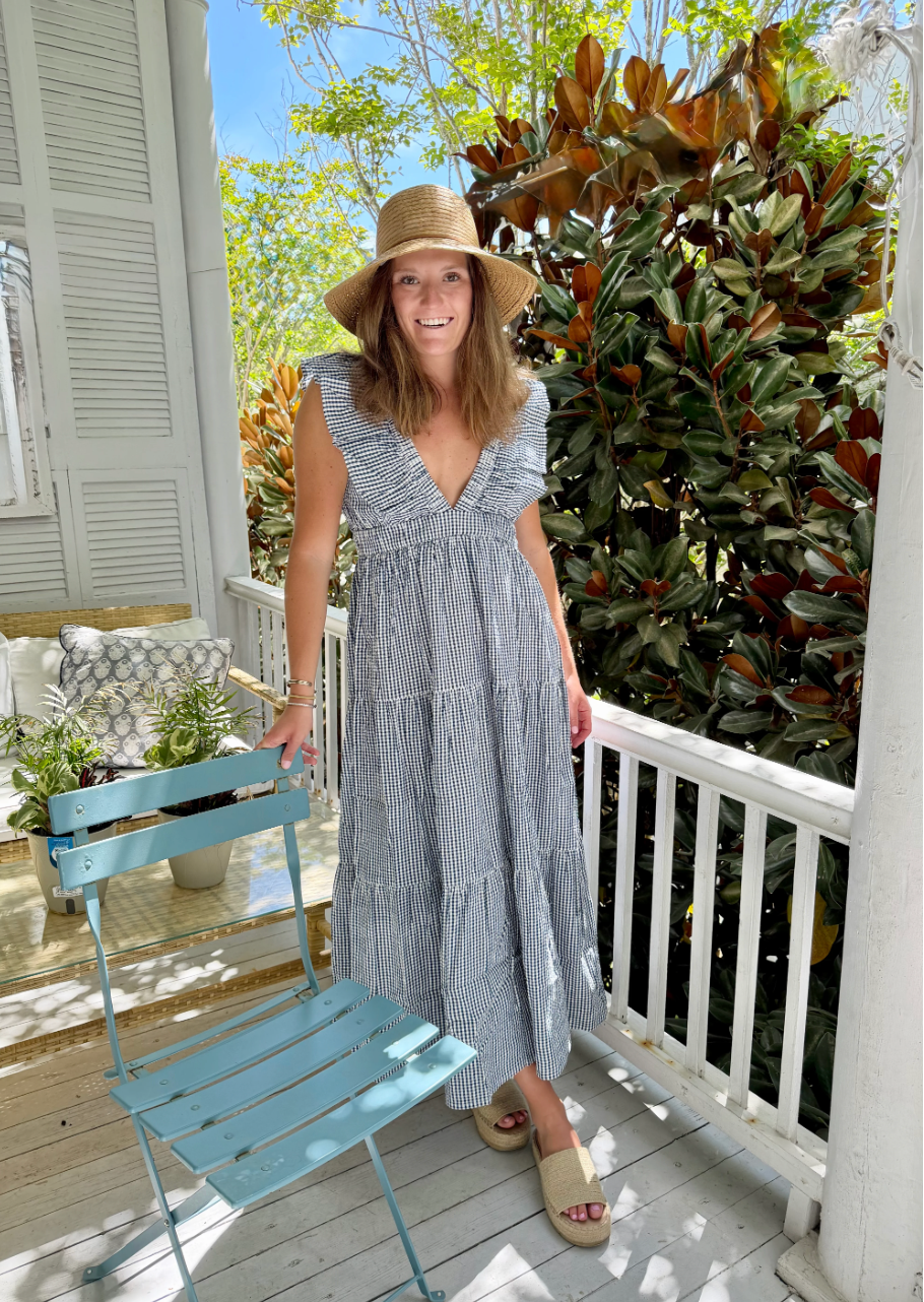 Savannah Dress Navy Gingham