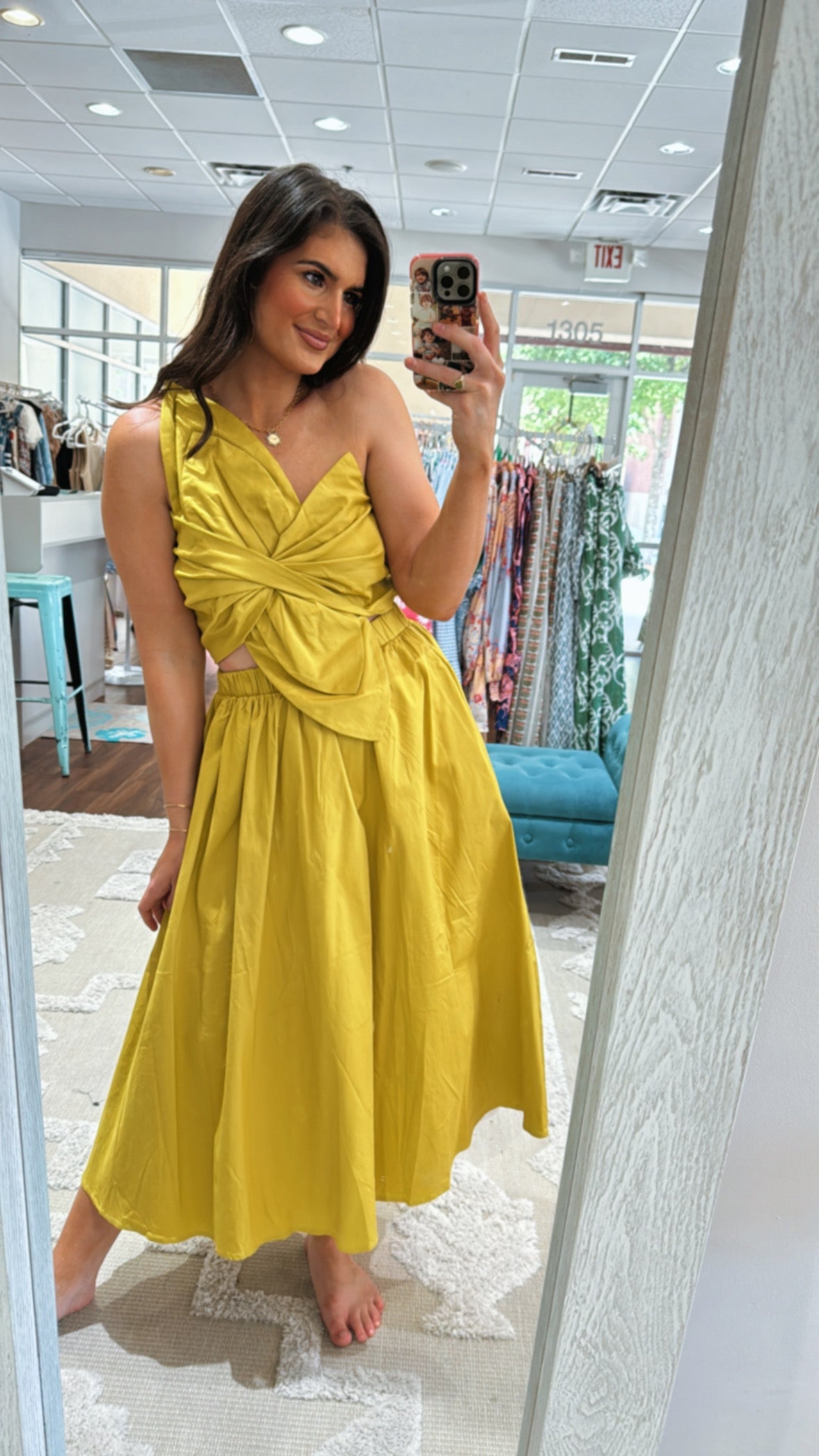 Twist Statement Dress Chartreuse