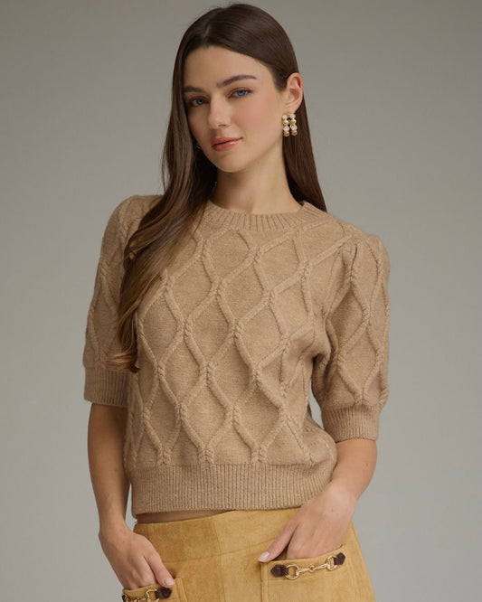 Oatmeal Short Sleeve Sweater ENTRO