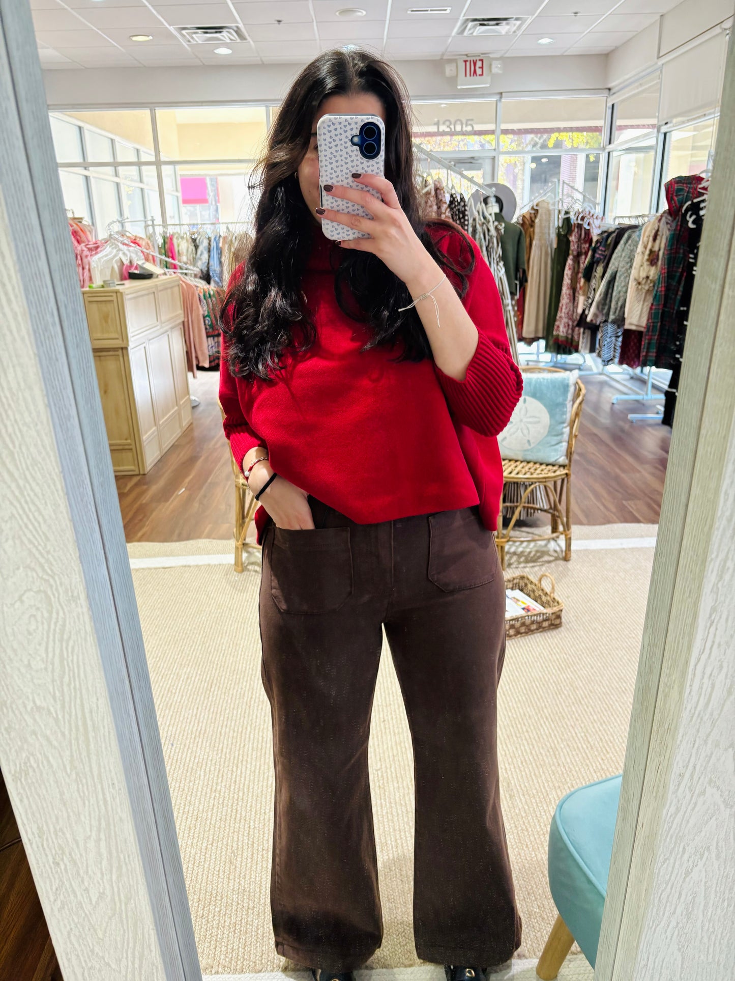 Chocolate Brown Patch Pocket Jeans