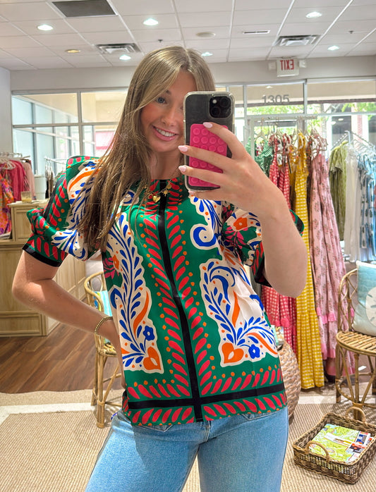 Artistic Scarf Blouse Jade