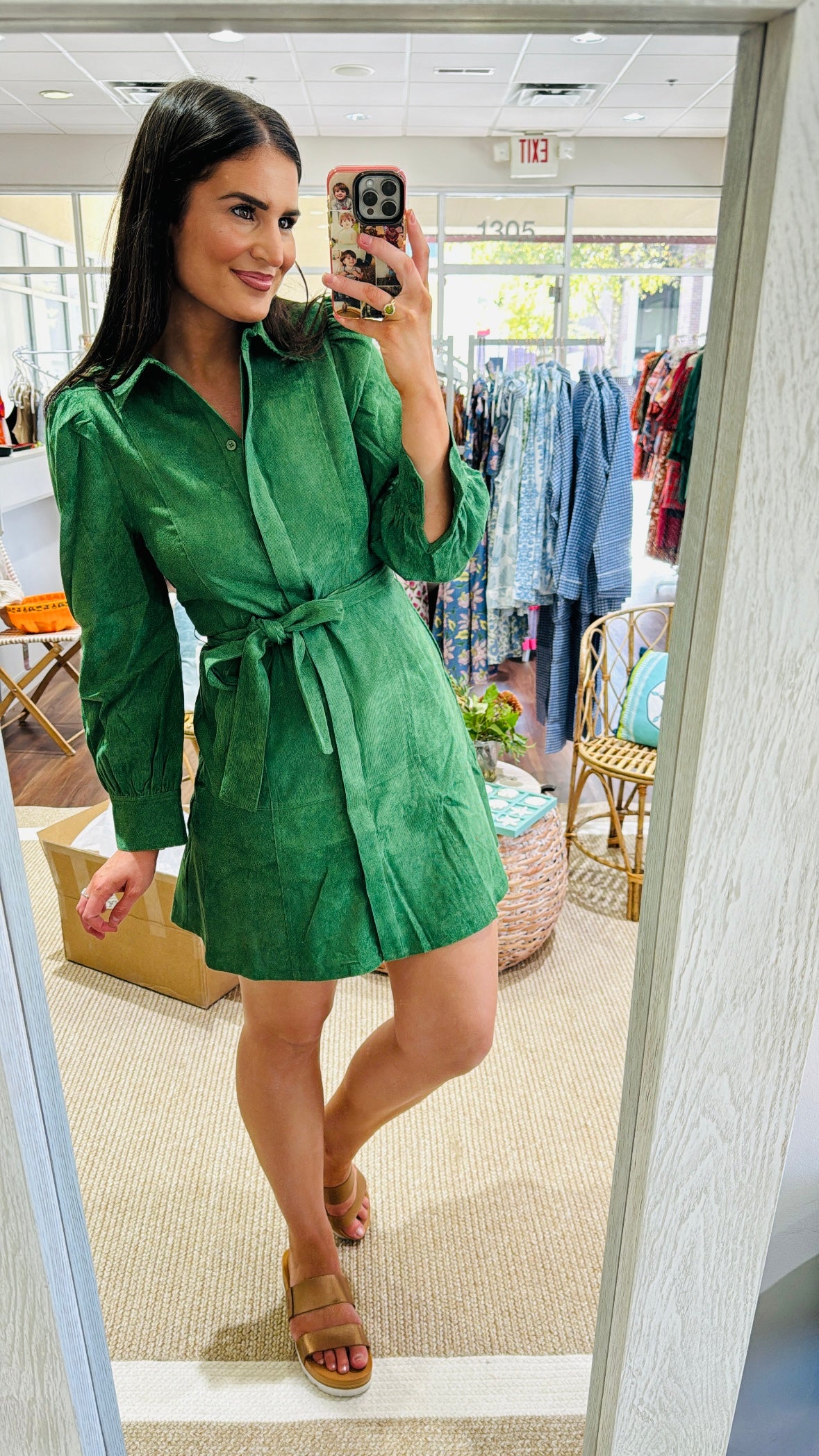 Green Corduroy Dress Jade