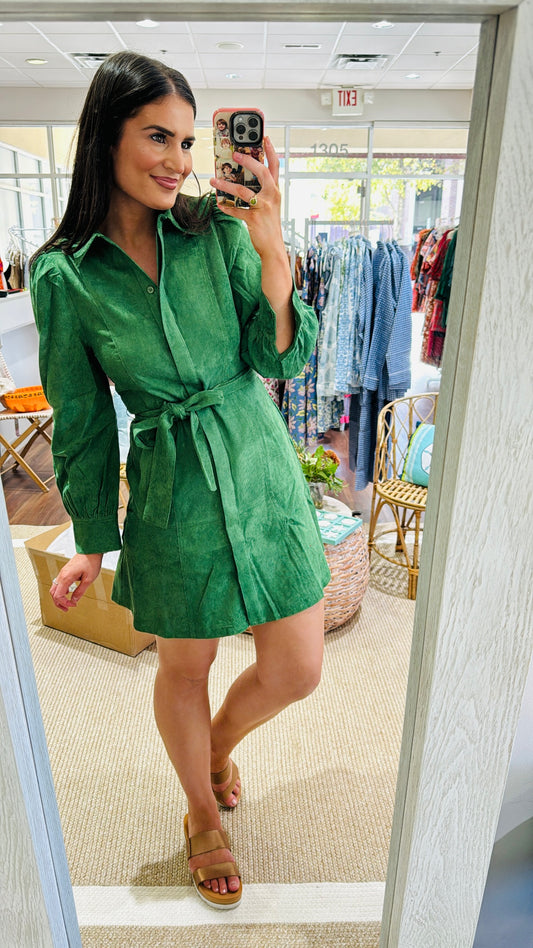 Green Corduroy Dress Jade