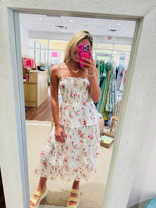 Lennon Floral Tiered Midi Dress