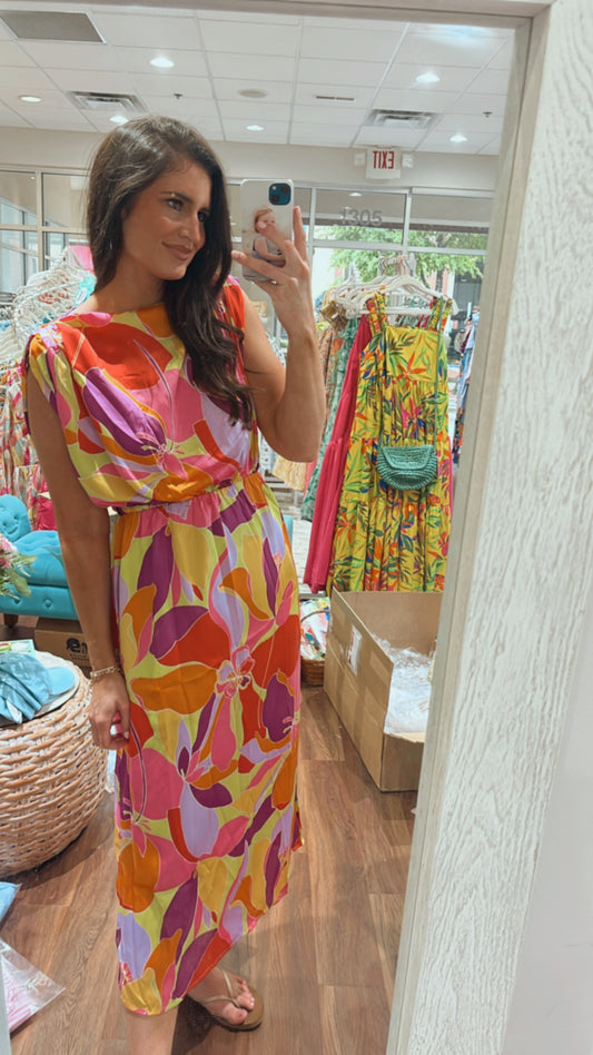 Wild Floral Satin Dress