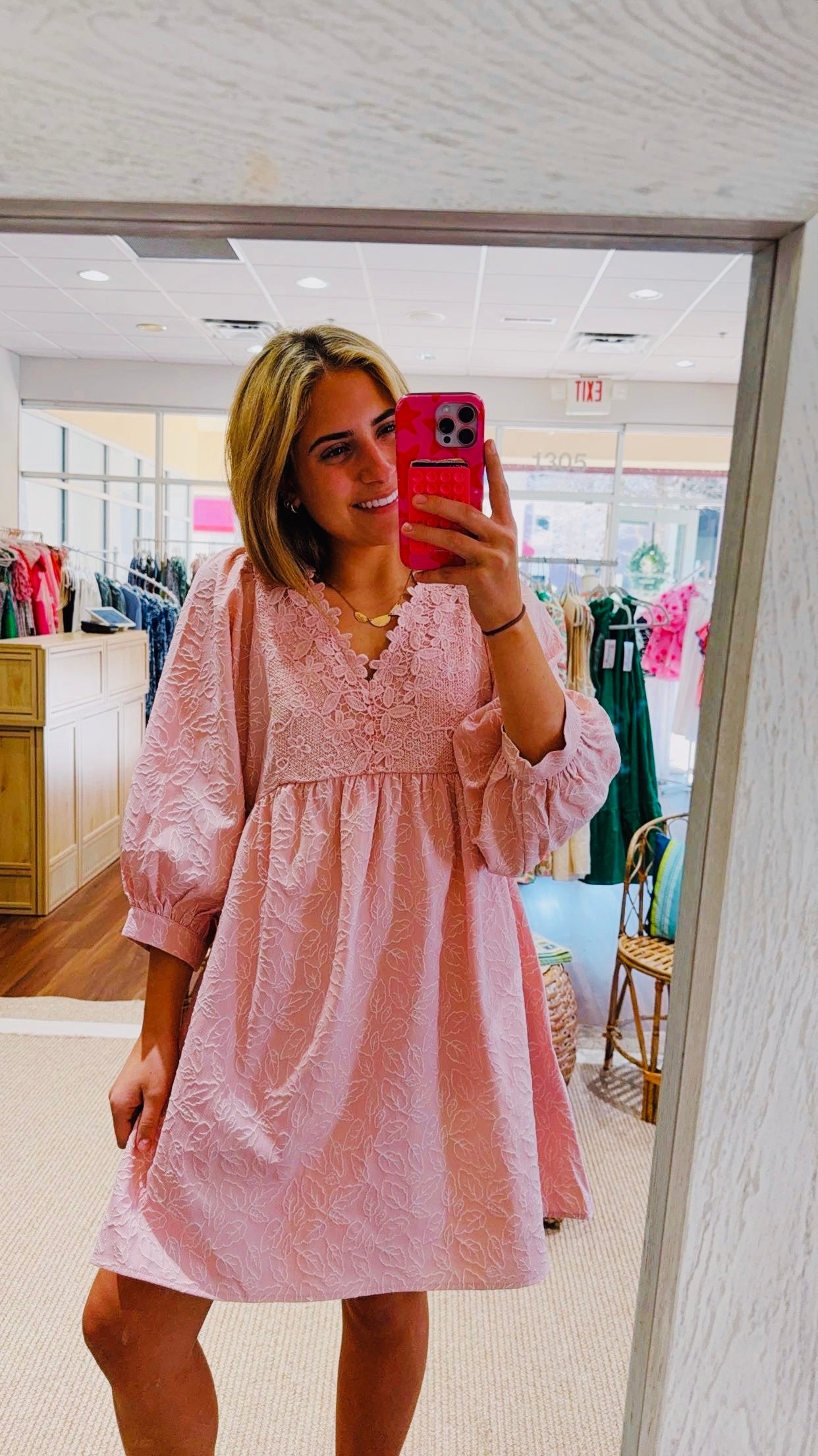 Pink Pansies Dress Entro Pink Pansies Dress Entro