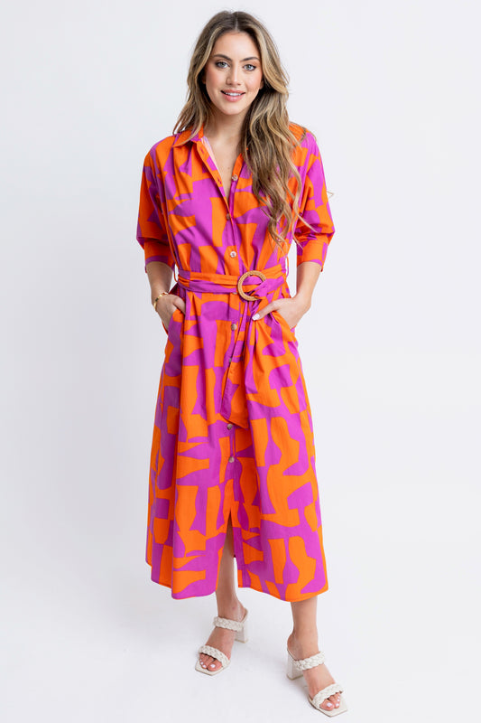 Geometric Poplin Maxi