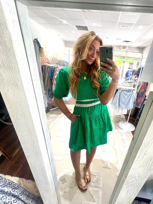 Colorblock Mini Dress Green