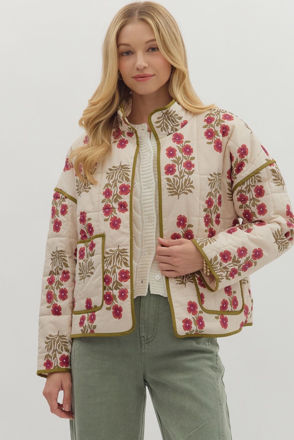 Berry Floral Quilted Jacket ENTRO