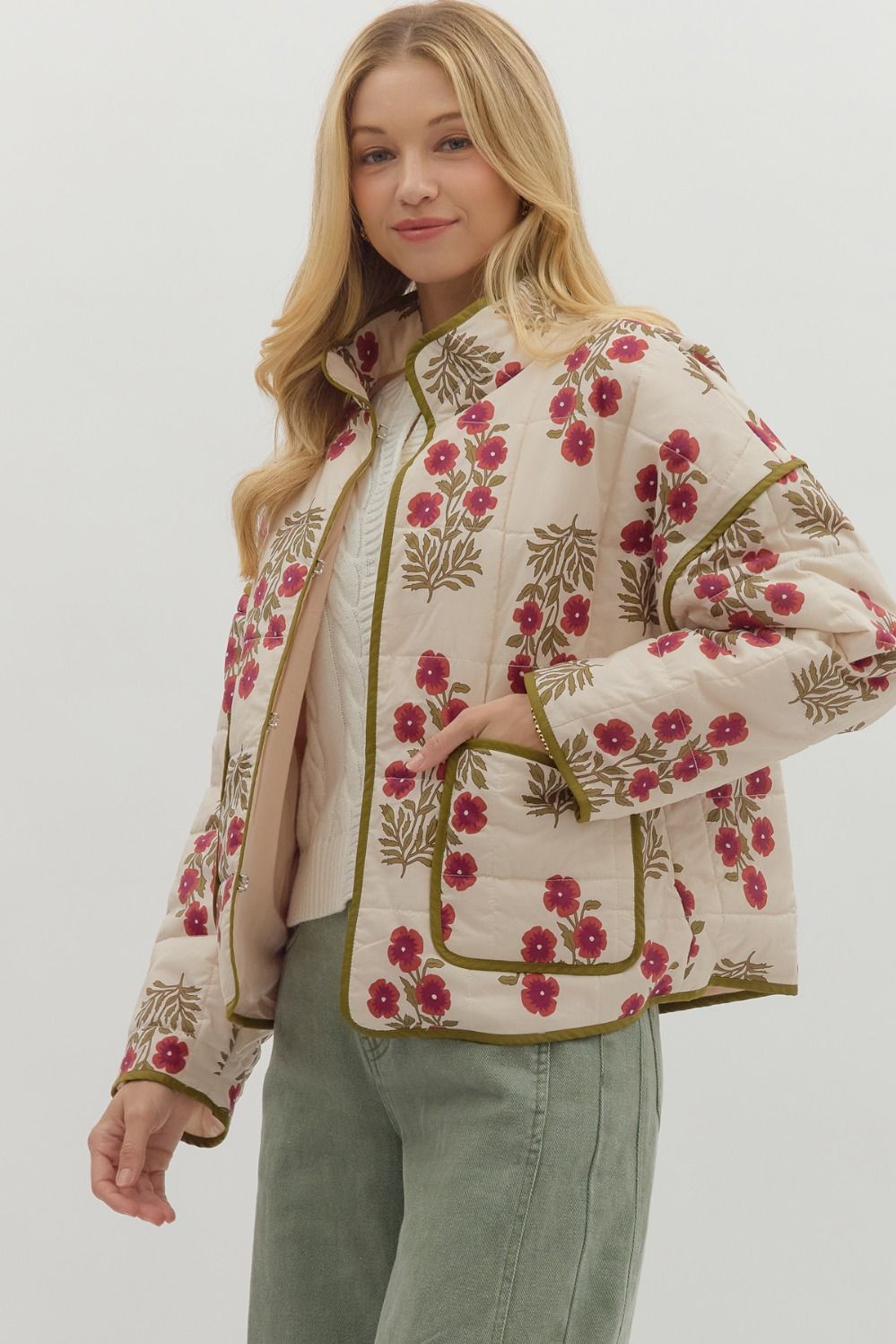 Berry Floral Quilted Jacket ENTRO