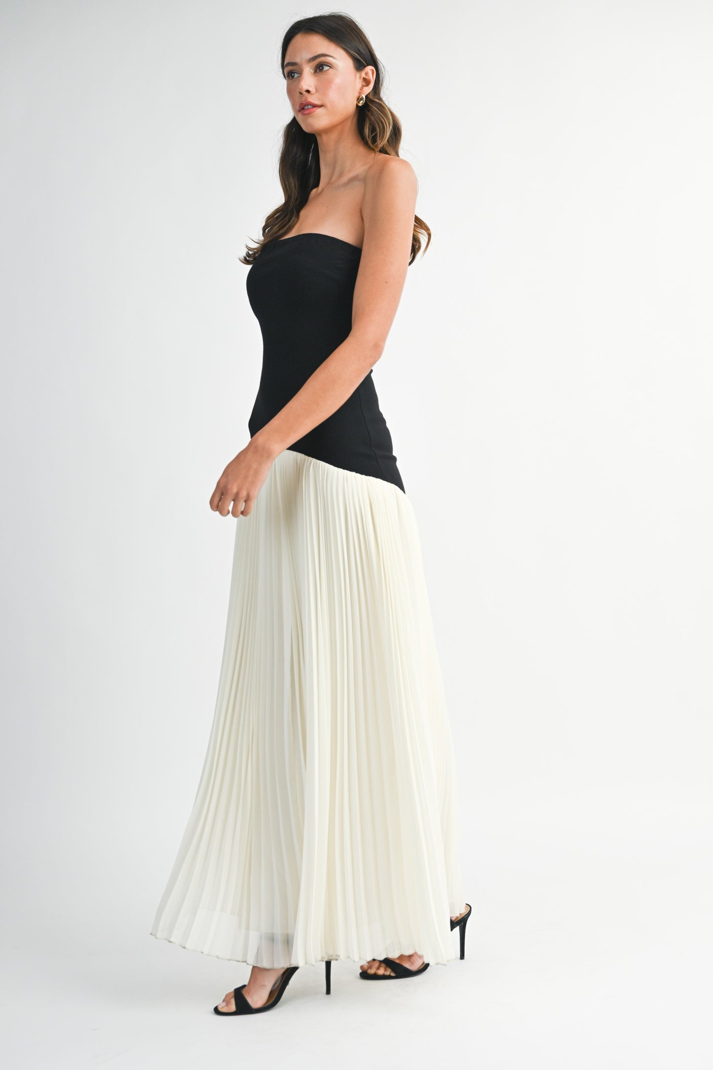 Celine Drop Waist Pleated Dress