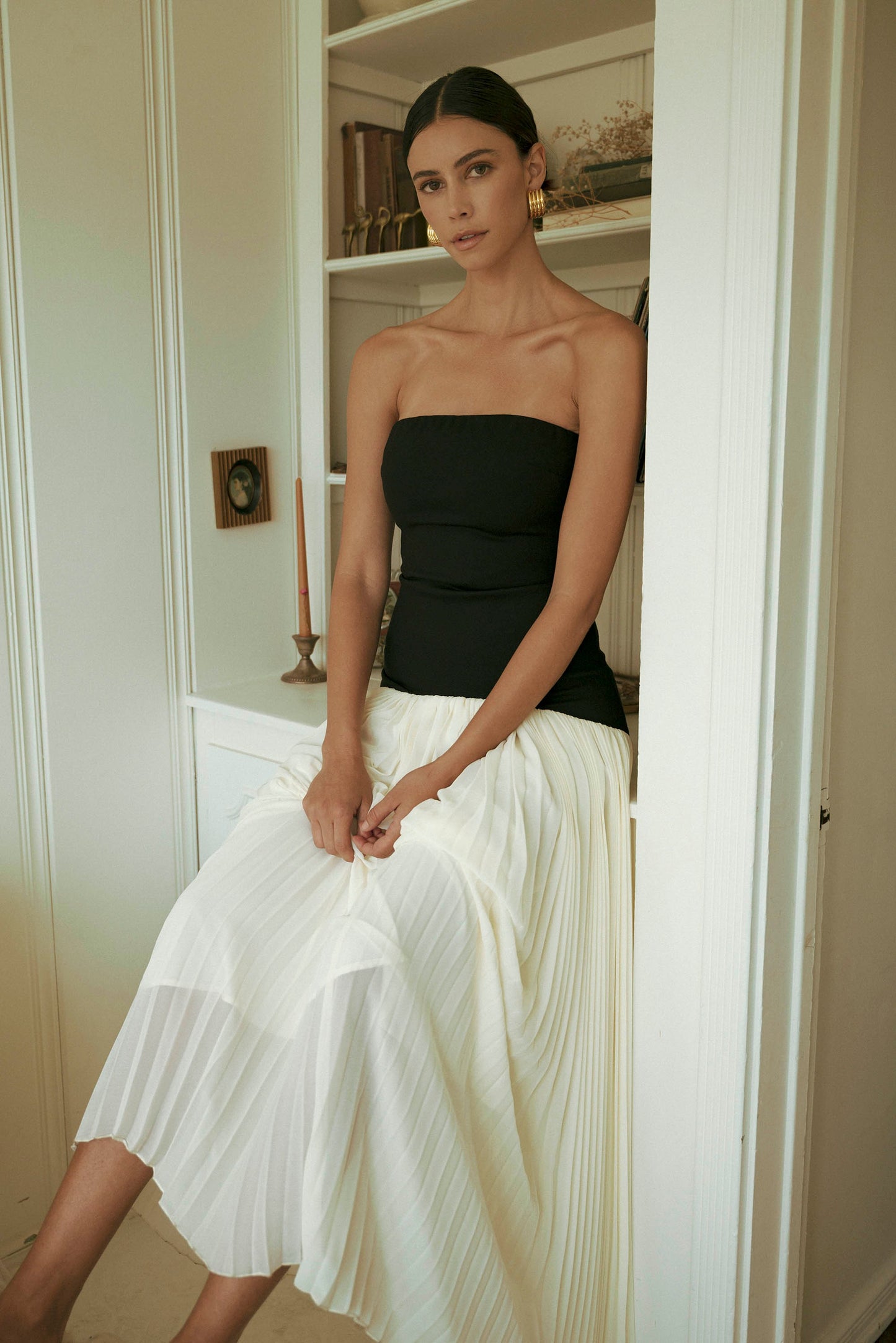 Celine Drop Waist Pleated Dress