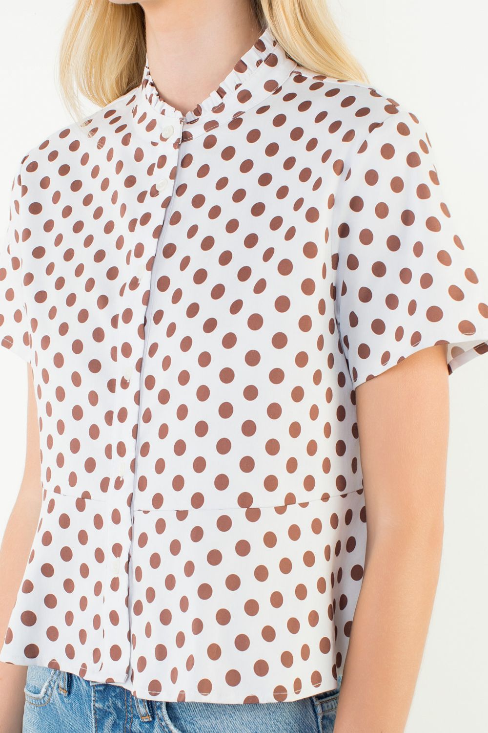 Bryanna Polka Dot Button Down Top