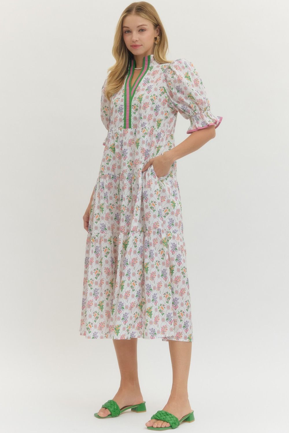 Soft Blossoms Midi Dress