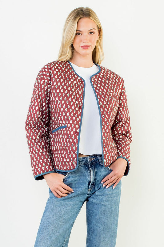 Burgundy Quilted Jacket THML