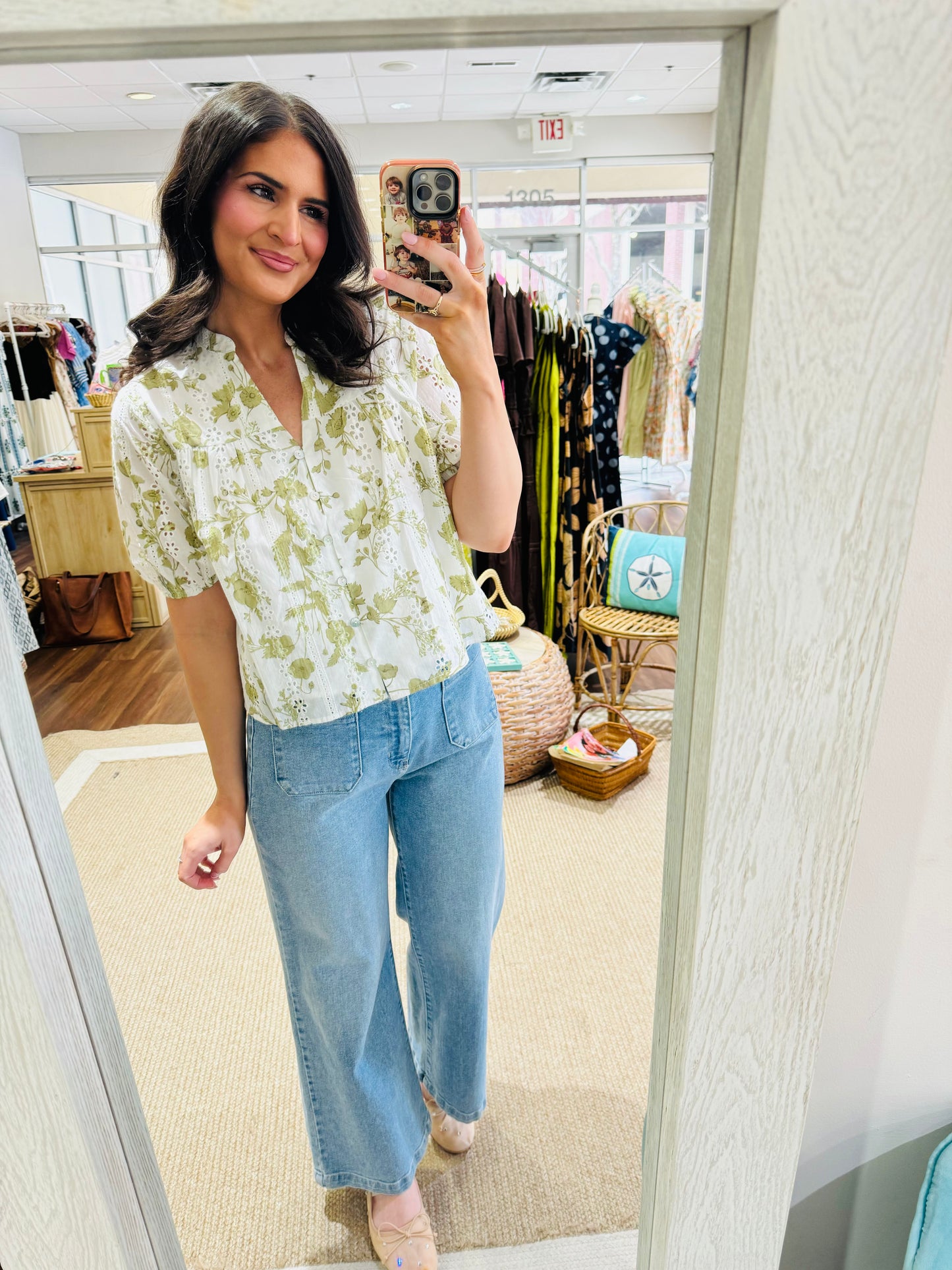 Adrianne Floral Eyelet Top