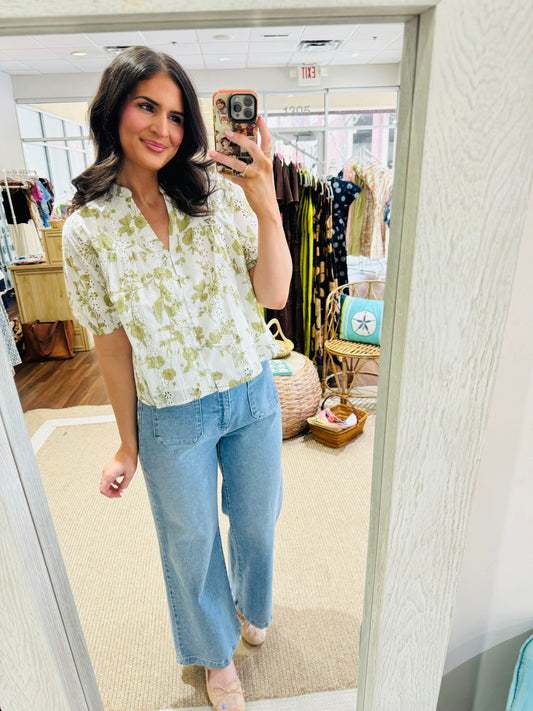 Adrianne Floral Eyelet Top