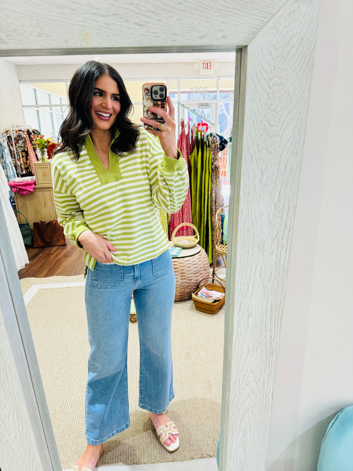 Matcha Striped Pullover