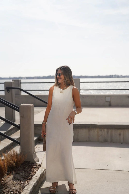Isabella White Linen Maxi