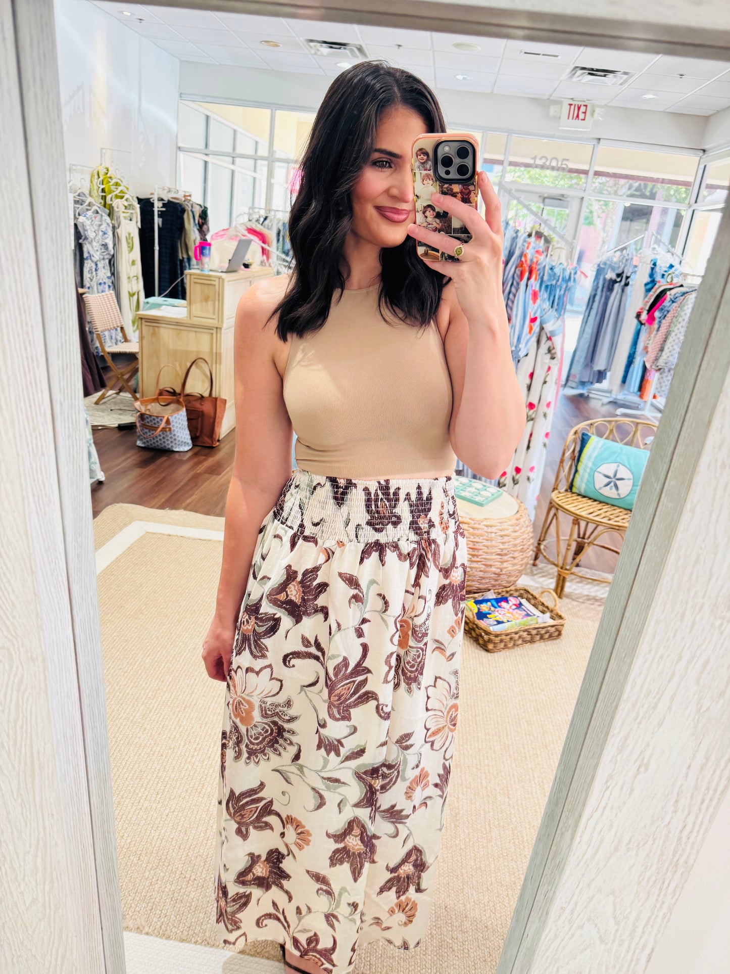 Cream Floral Skirt THML