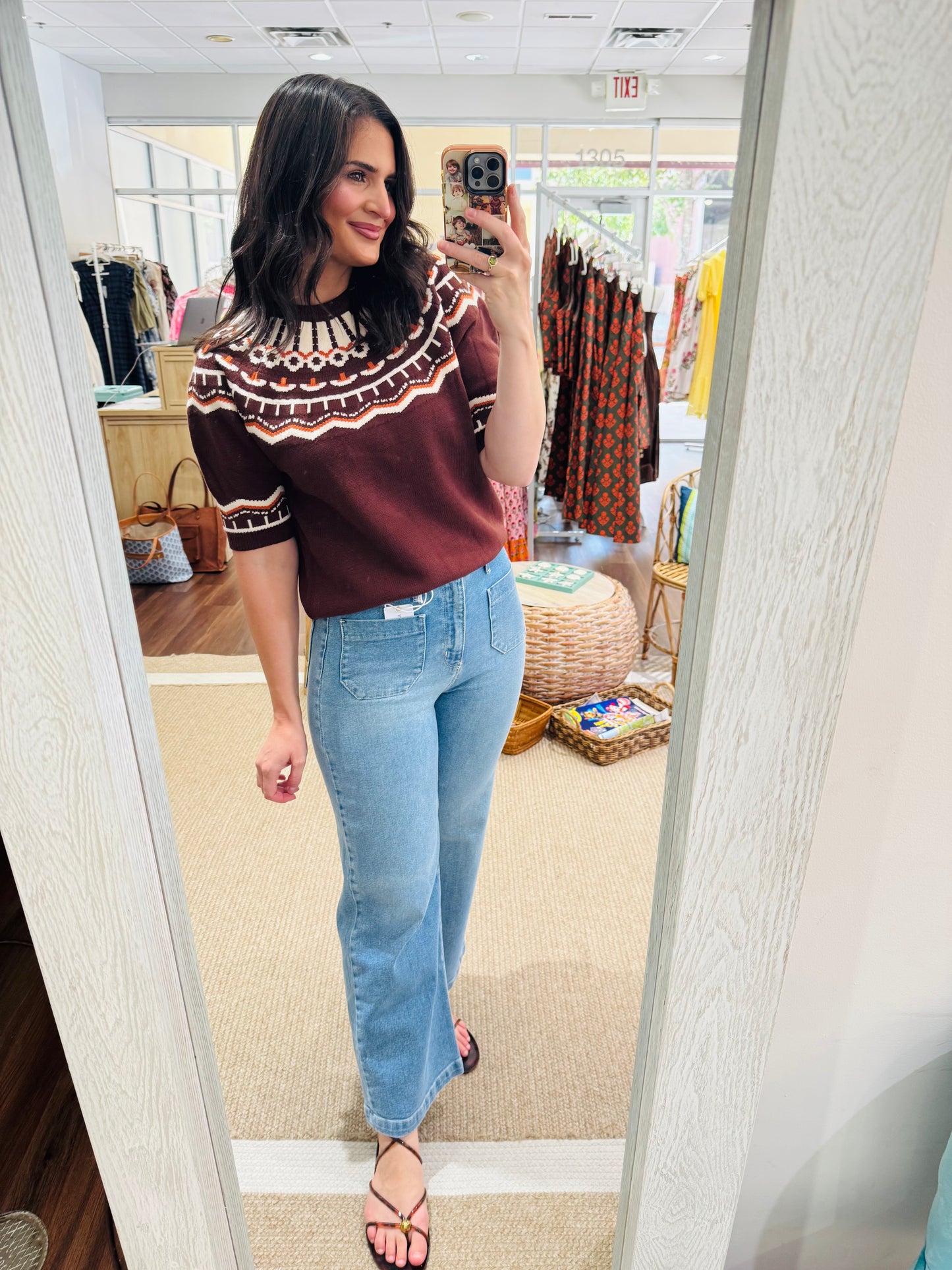 Brown Sweater Top THML