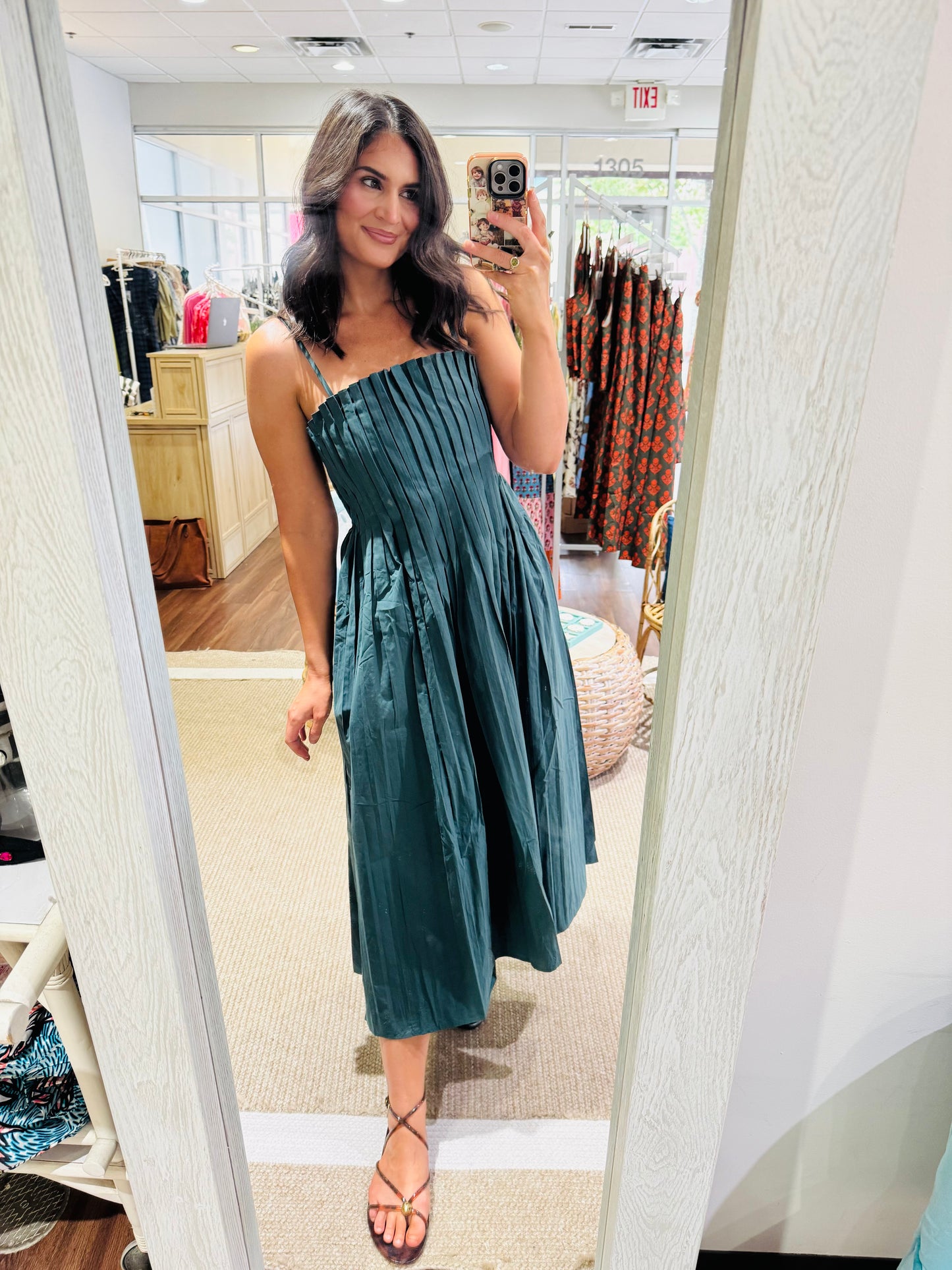 Emerald Pleated Dress