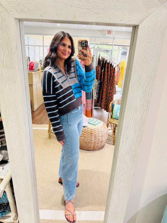 Two Tone Blue Strip Sweater