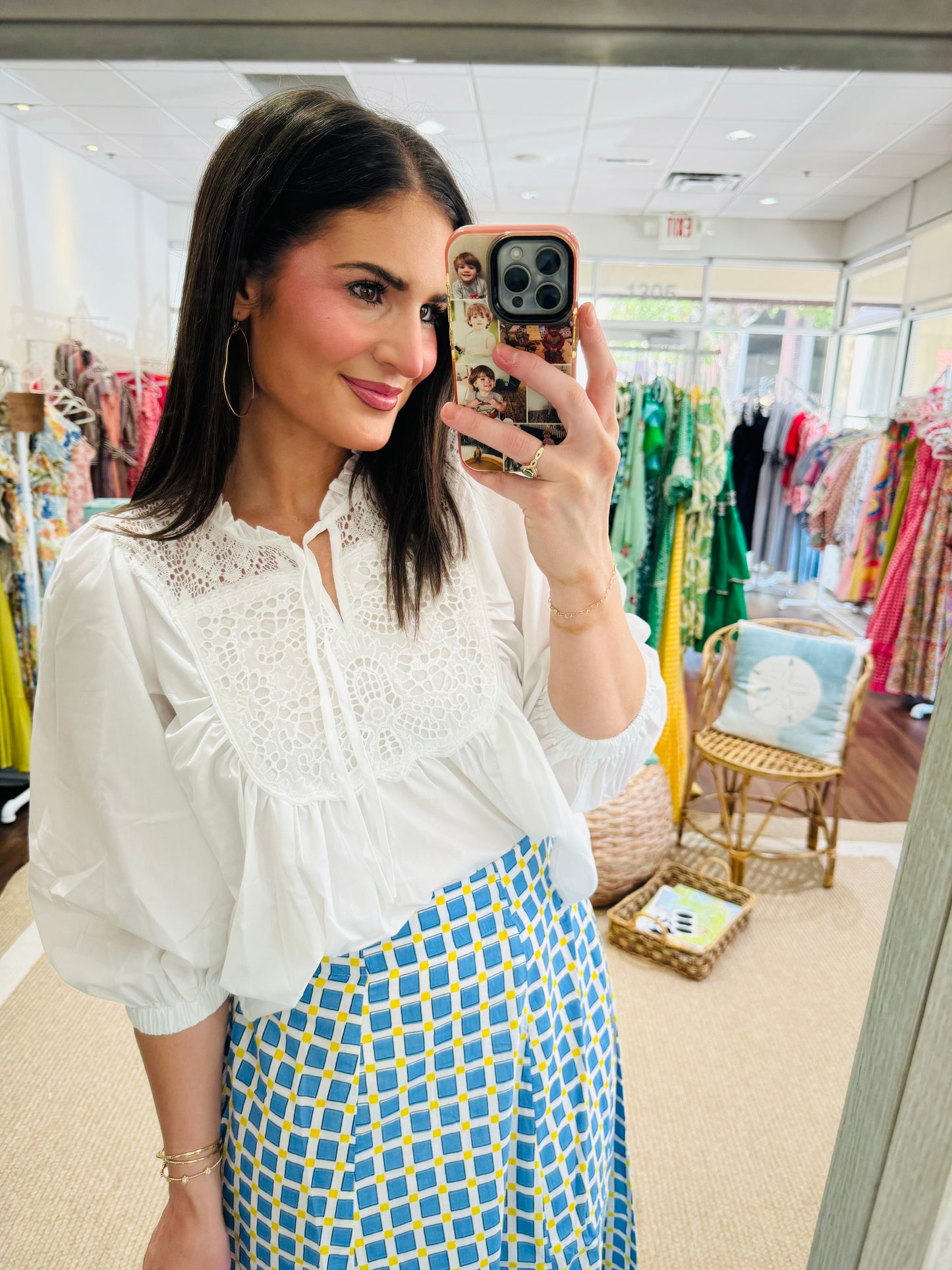 Lace Patch Top White