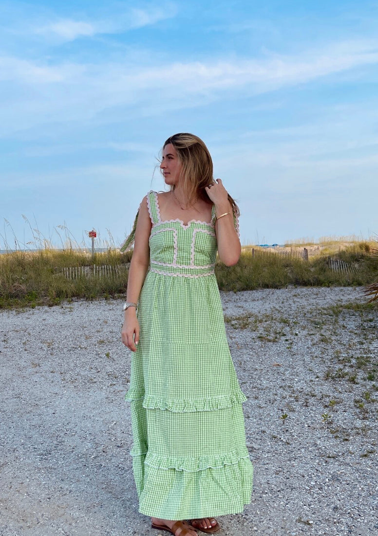 Ella Dress Lime Green Gingham Sweetgrass and Sand Dollars Boutique Ella Dress Lime Green Gingham Sweetgrass and Sand Dollars Boutique