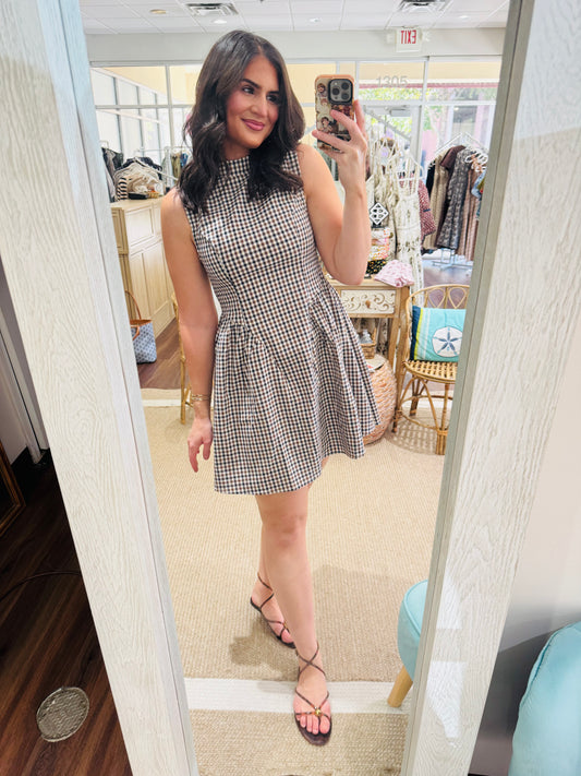 Pumpkin Spice Gingham Mini Dress THML