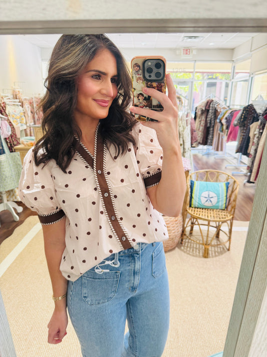 Brown Polka Dot Top